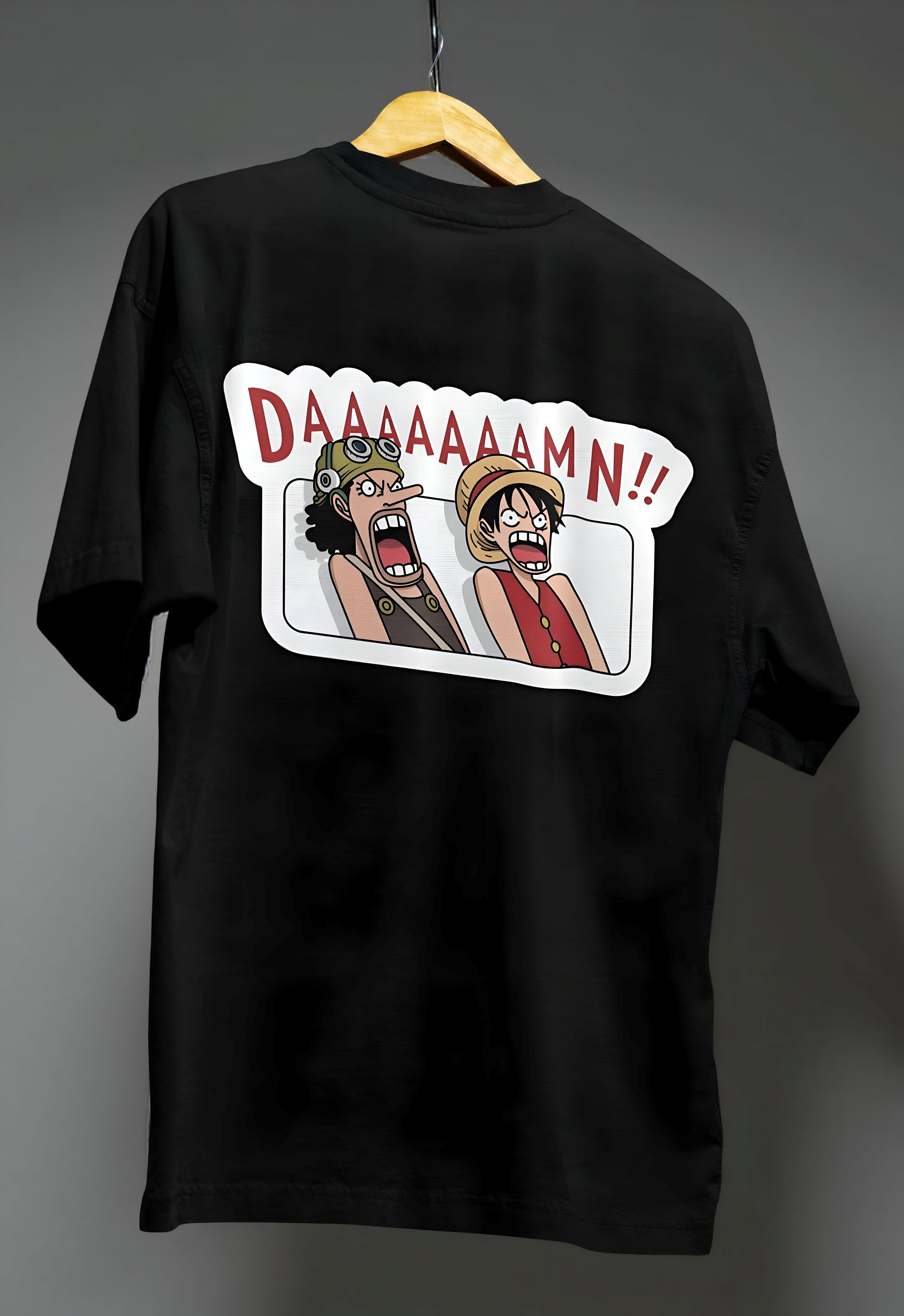 “Daaaaamn!!” – Luffy & Usopp Oversized Reaction Tee