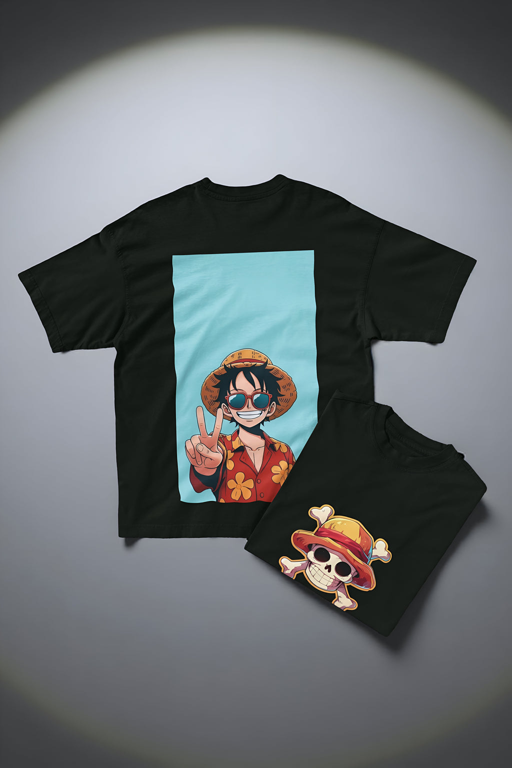🌴"Luffy Summer Vibes – Peace Out Oversized Tee"🌴